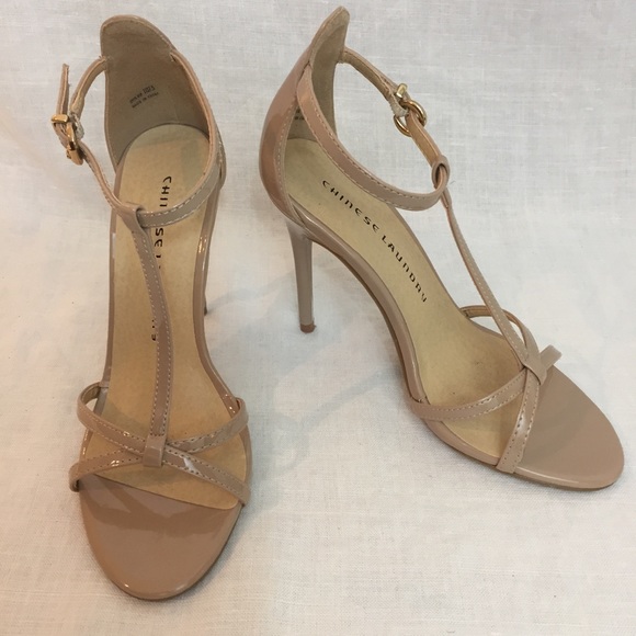 Chinese Laundry Shoes - Chinese Laundry Nude Patent Strappy Heels